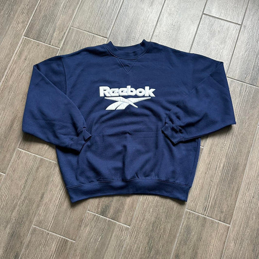 Navy blue reebok crewneck sweatshirt