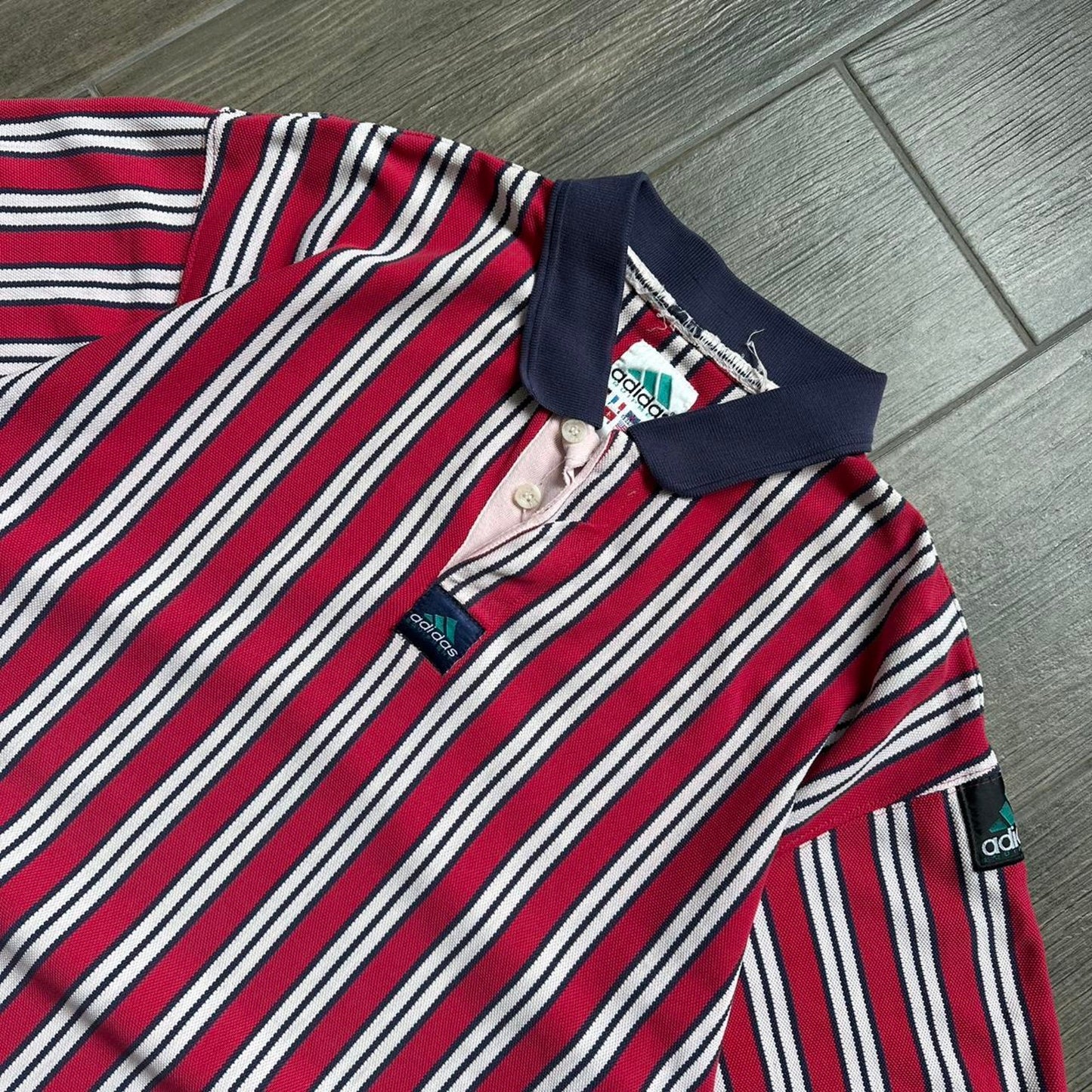 Adidas red striped polo shirt