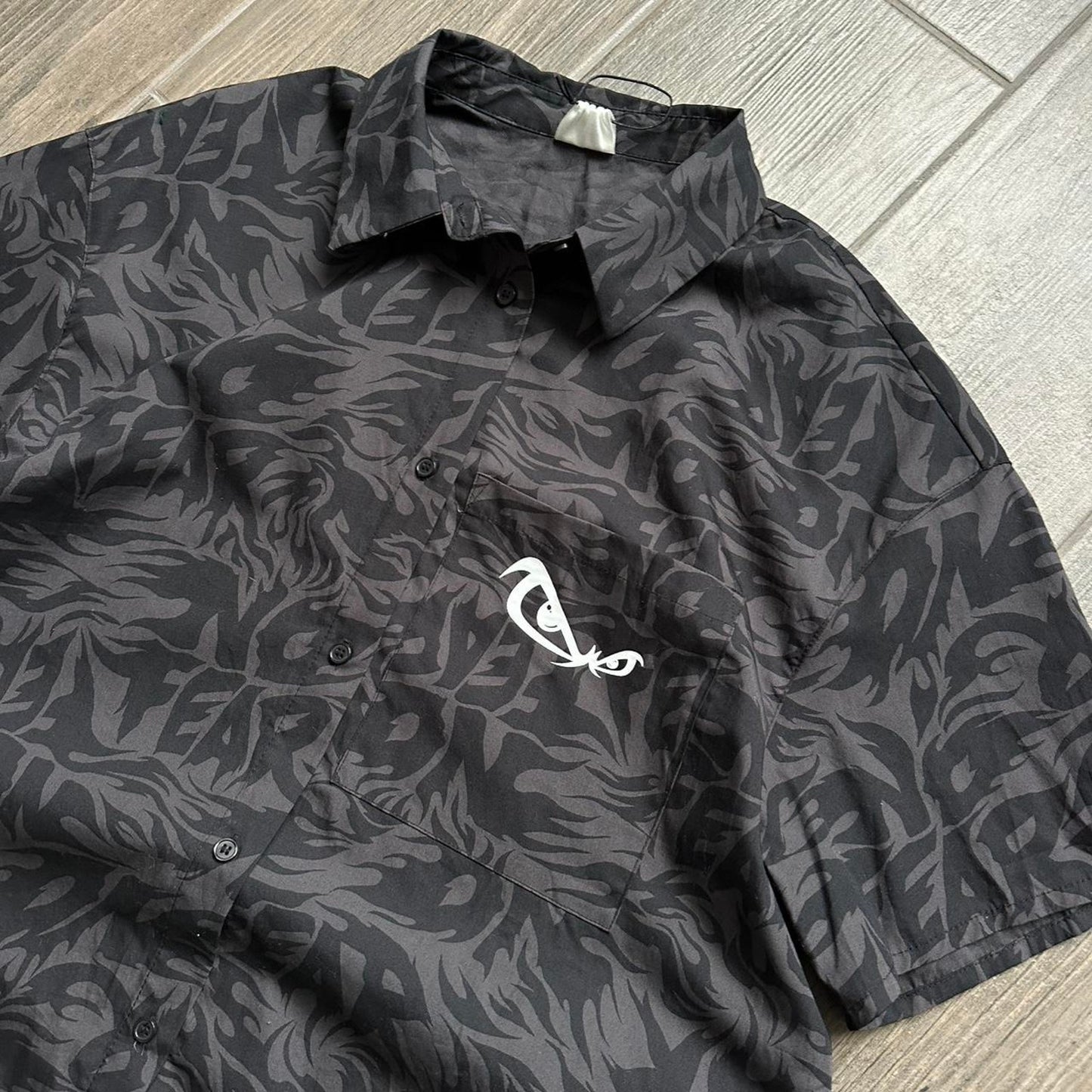 No Fear black and grey button up shirt