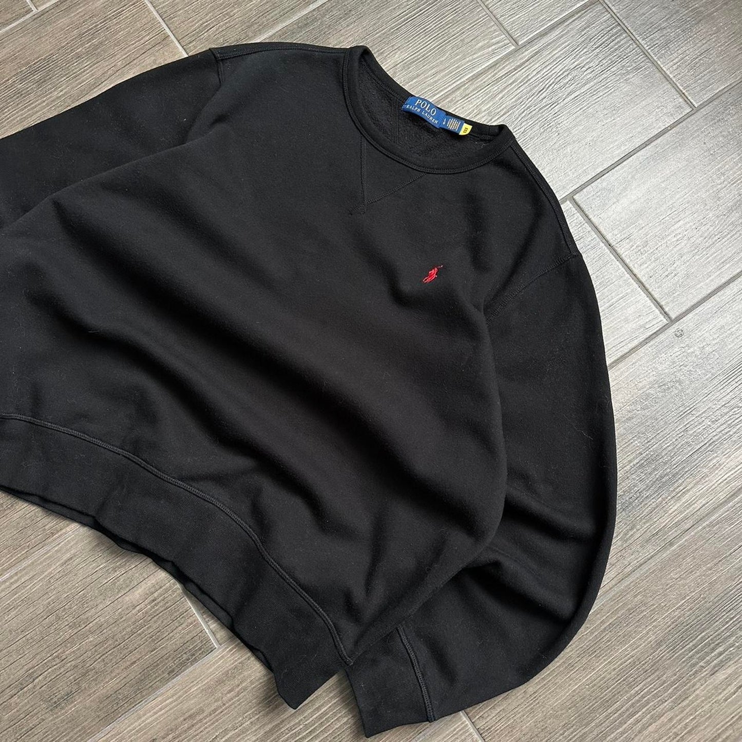 Polo Ralph Lauren black y2k baggy casual sweatshirt