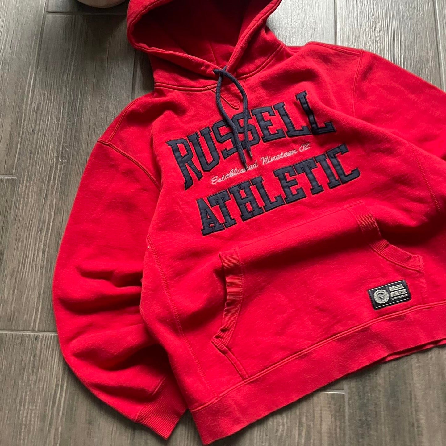 Russel Athletic y2k red streetwear baggy hoodie