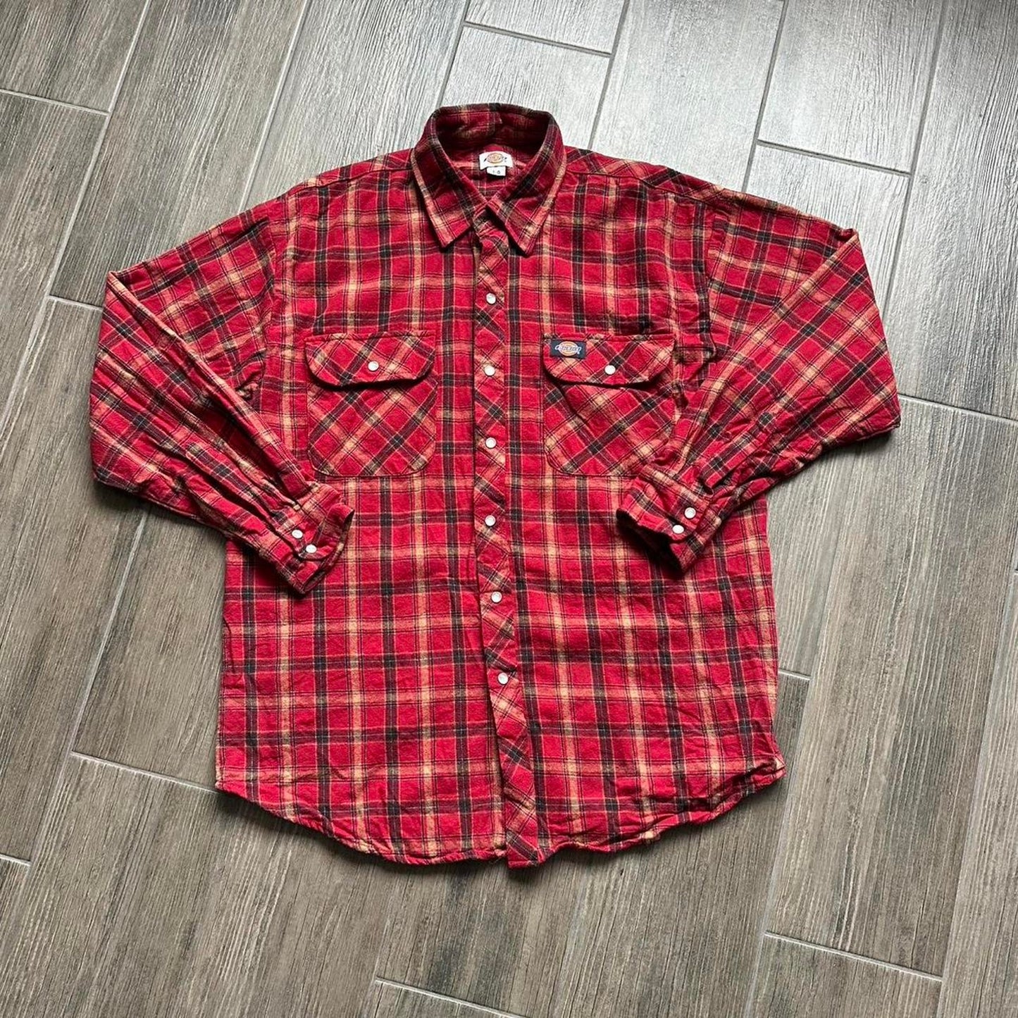 Dickies red plaid button up shirt