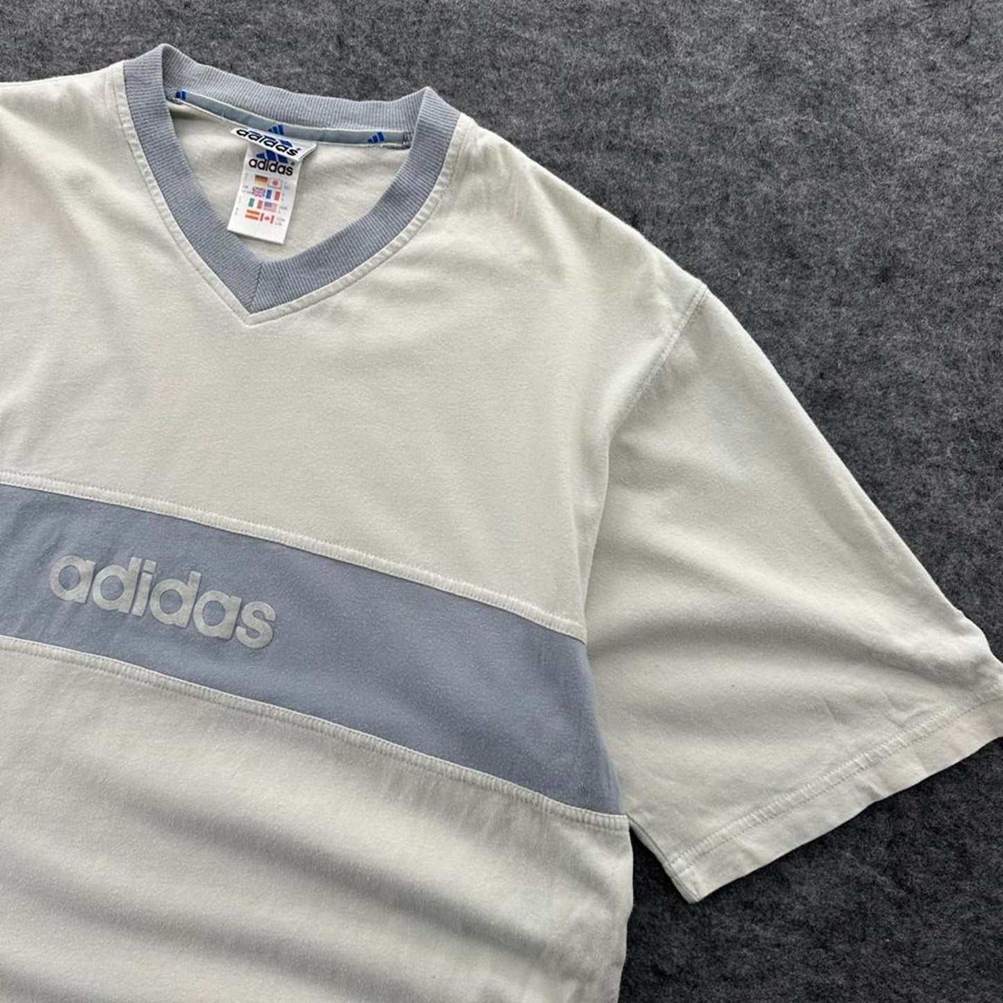 Adidas white and blue striped