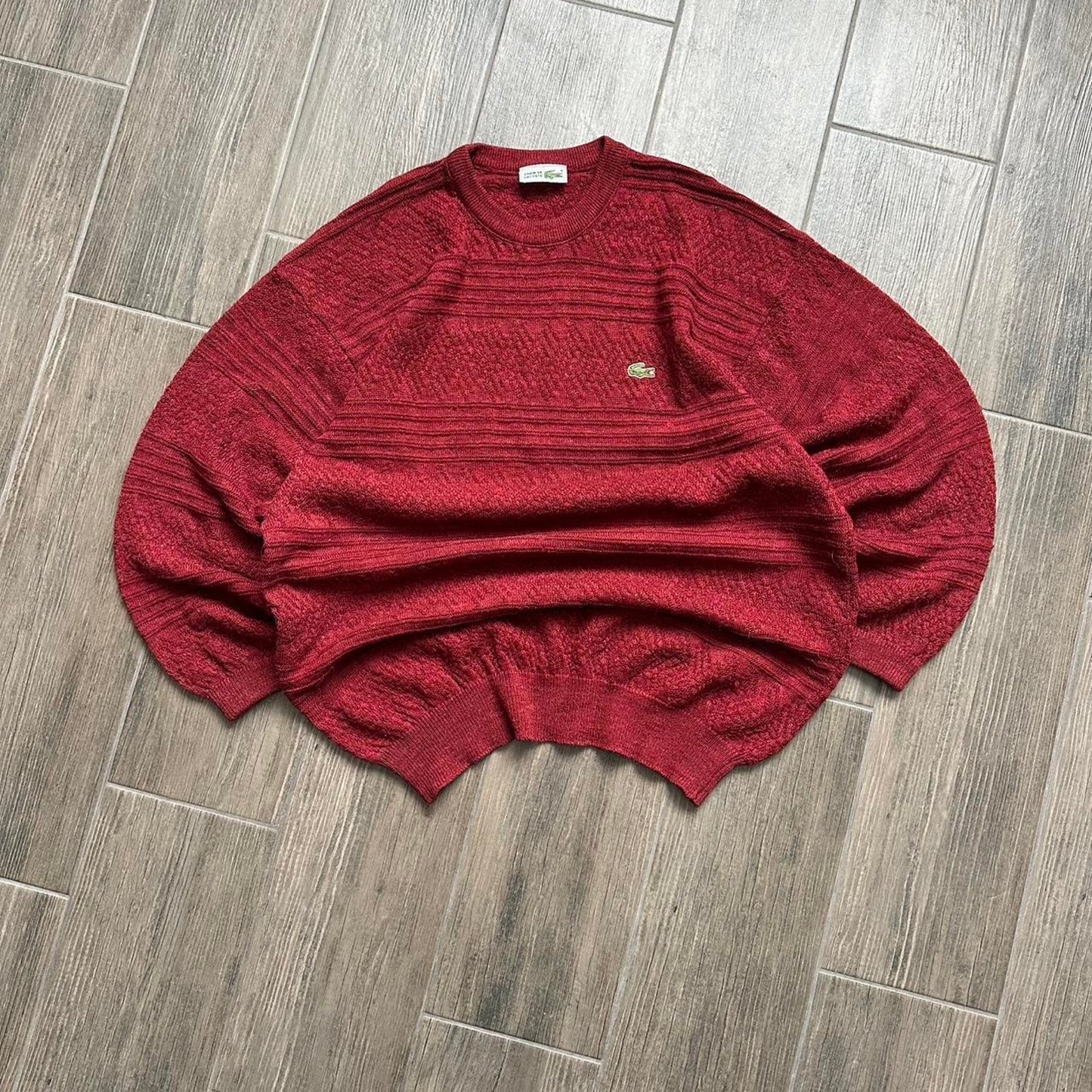 90s Chemise Lacoste red knit sweater