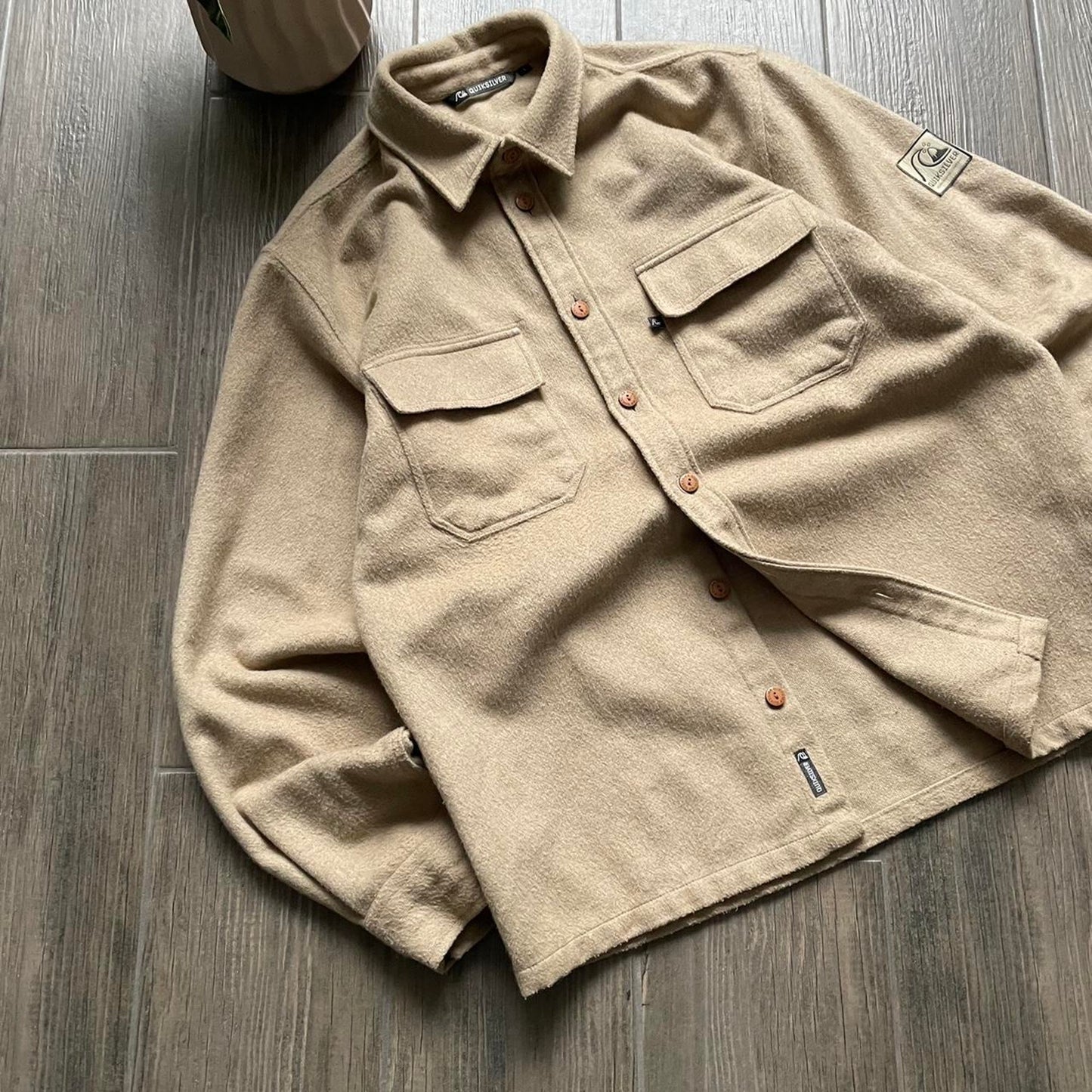 Quiksilver y2k beige wool surf M-L overshirt jacket