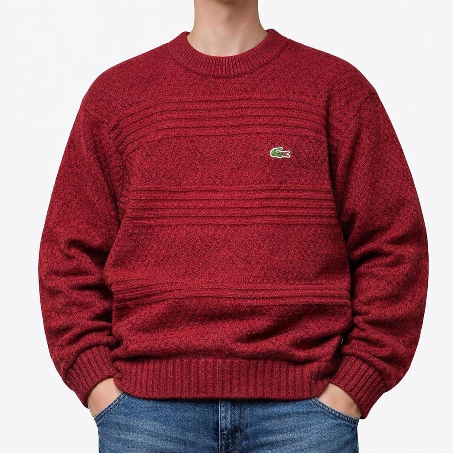 90s Chemise Lacoste red knit sweater