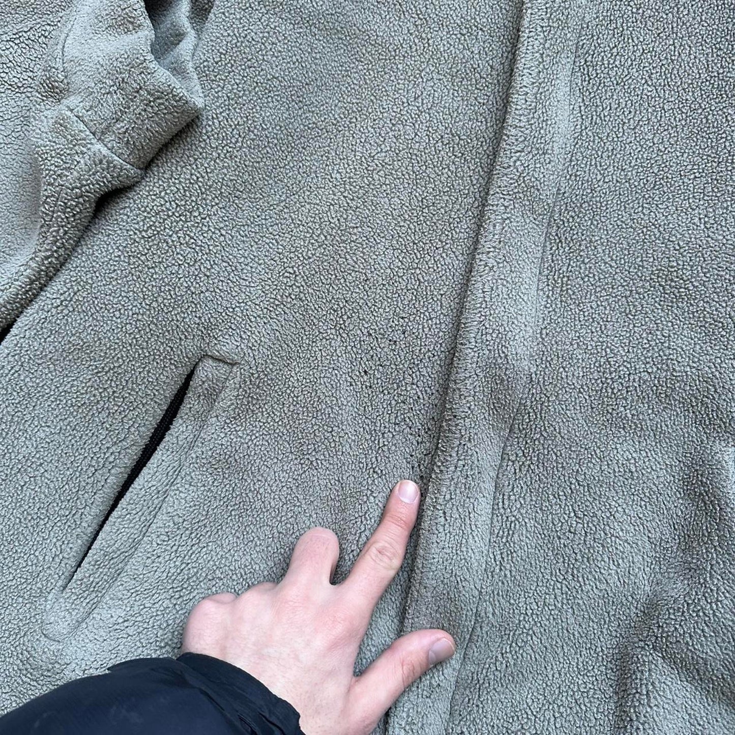 Tan fleece jacket zipper pockets