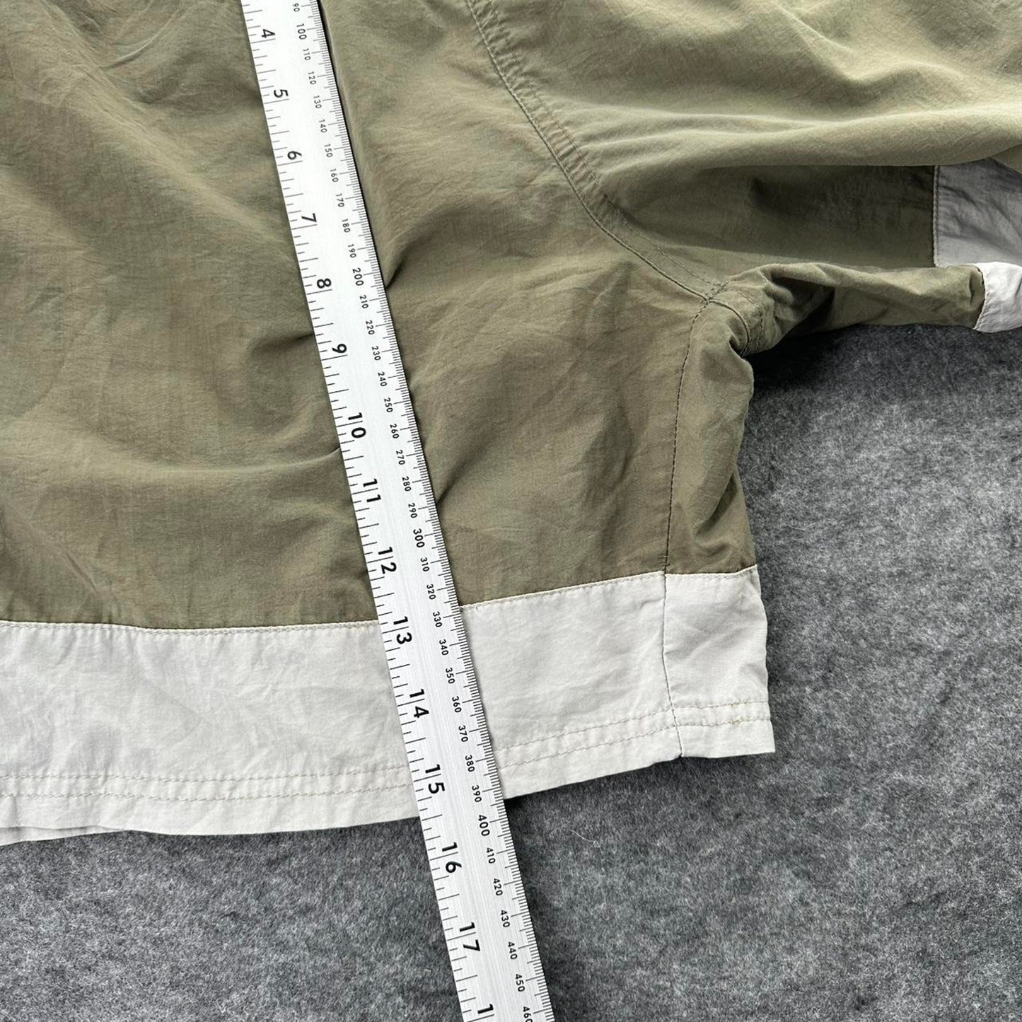 Reebok khaki shorts with white