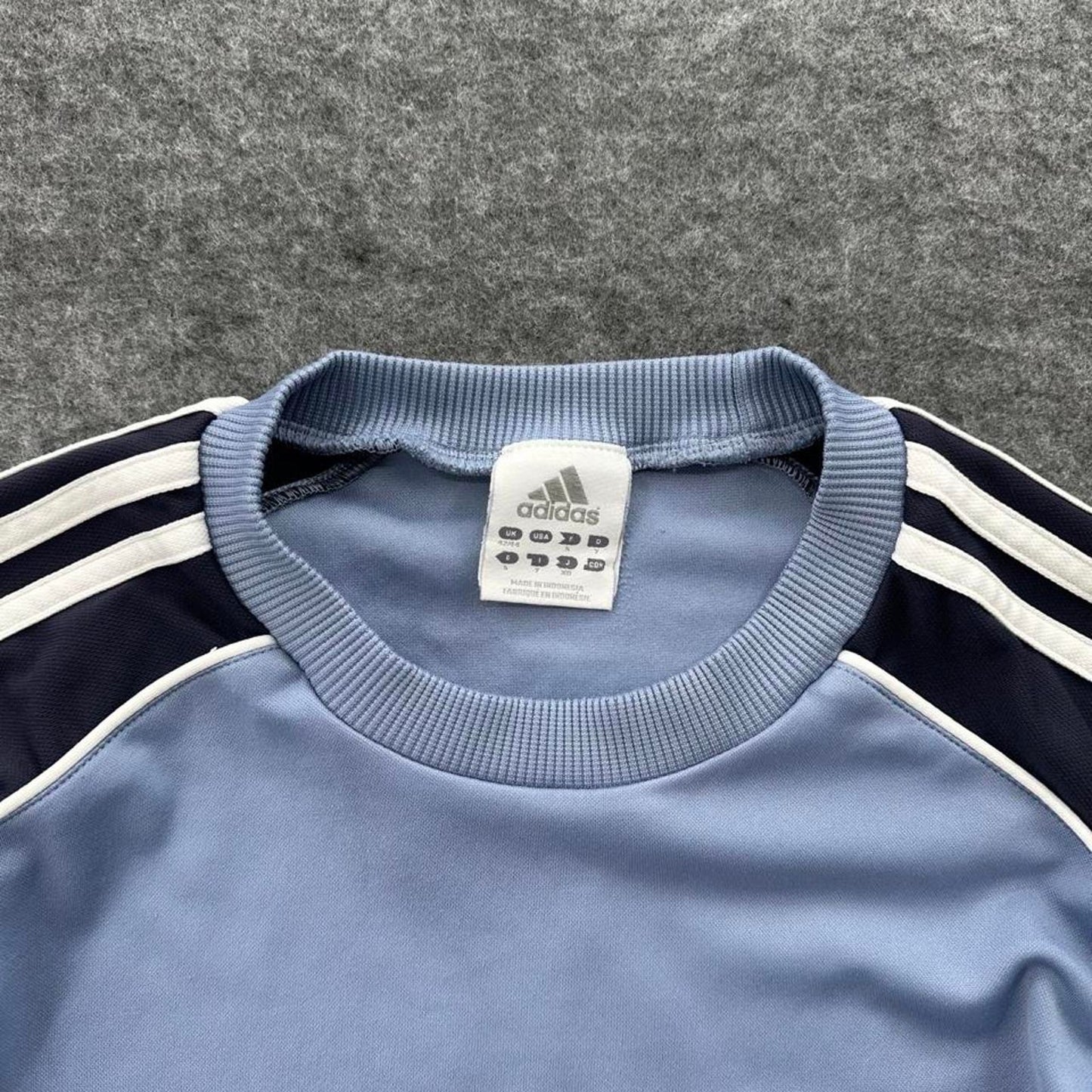 Adidas blue and white striped