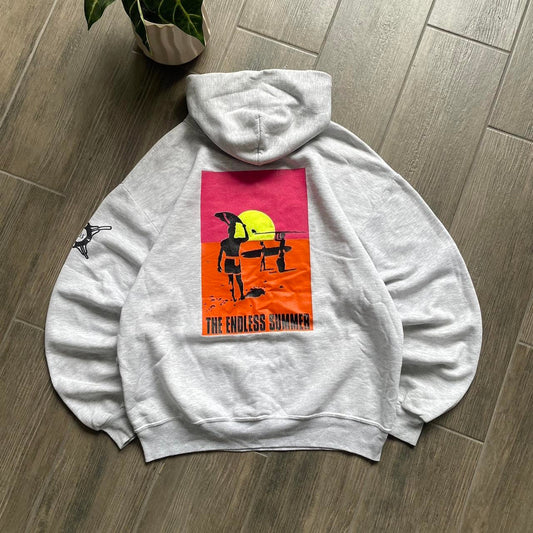 Vintage surfwear grey y2k baggy vintage L hoodie