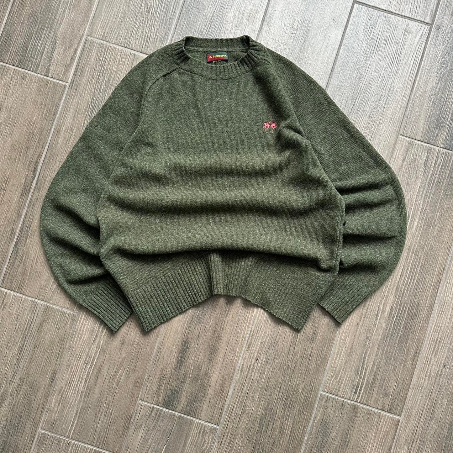 La Martina green wool winter knit sweater
