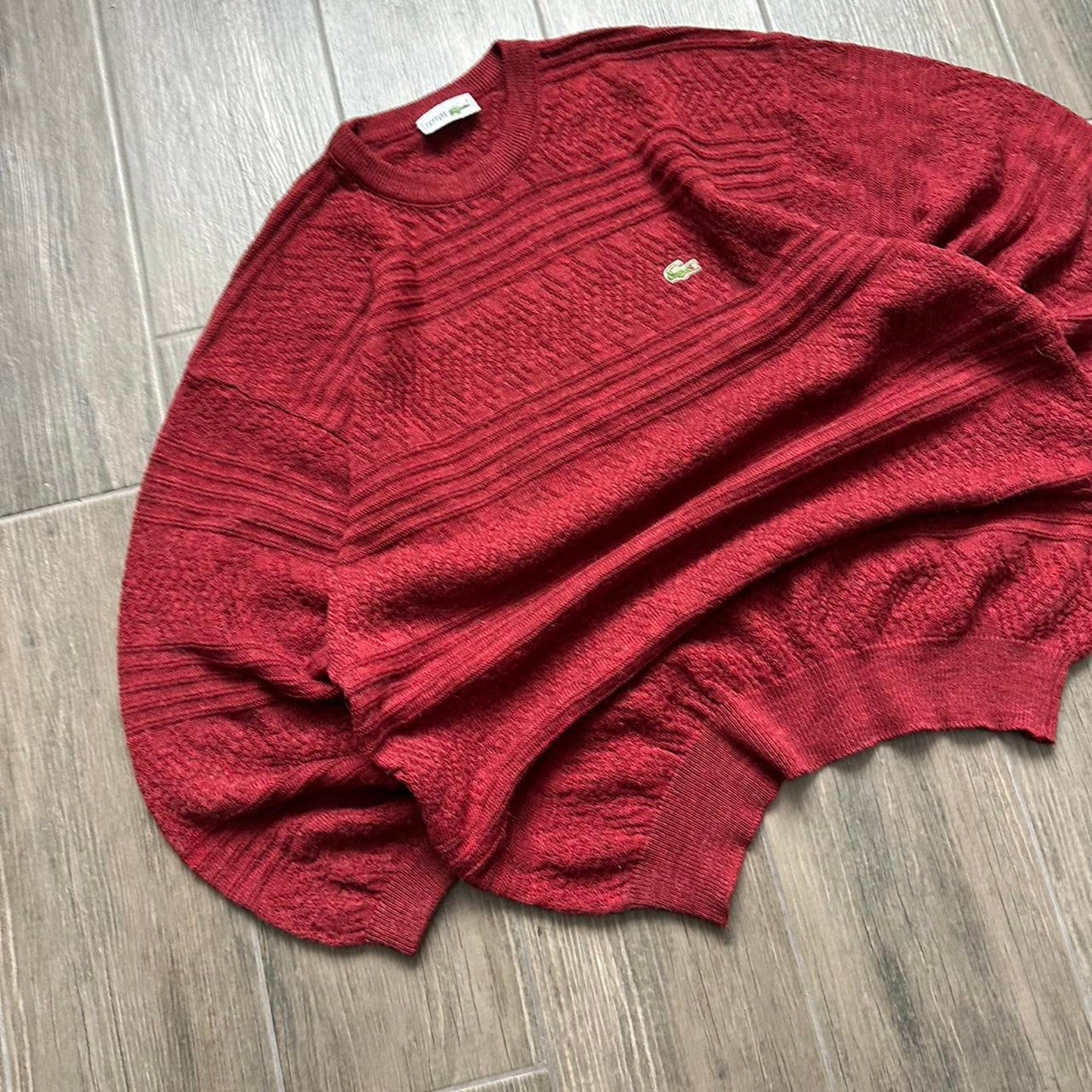 90s Chemise Lacoste red knit sweater