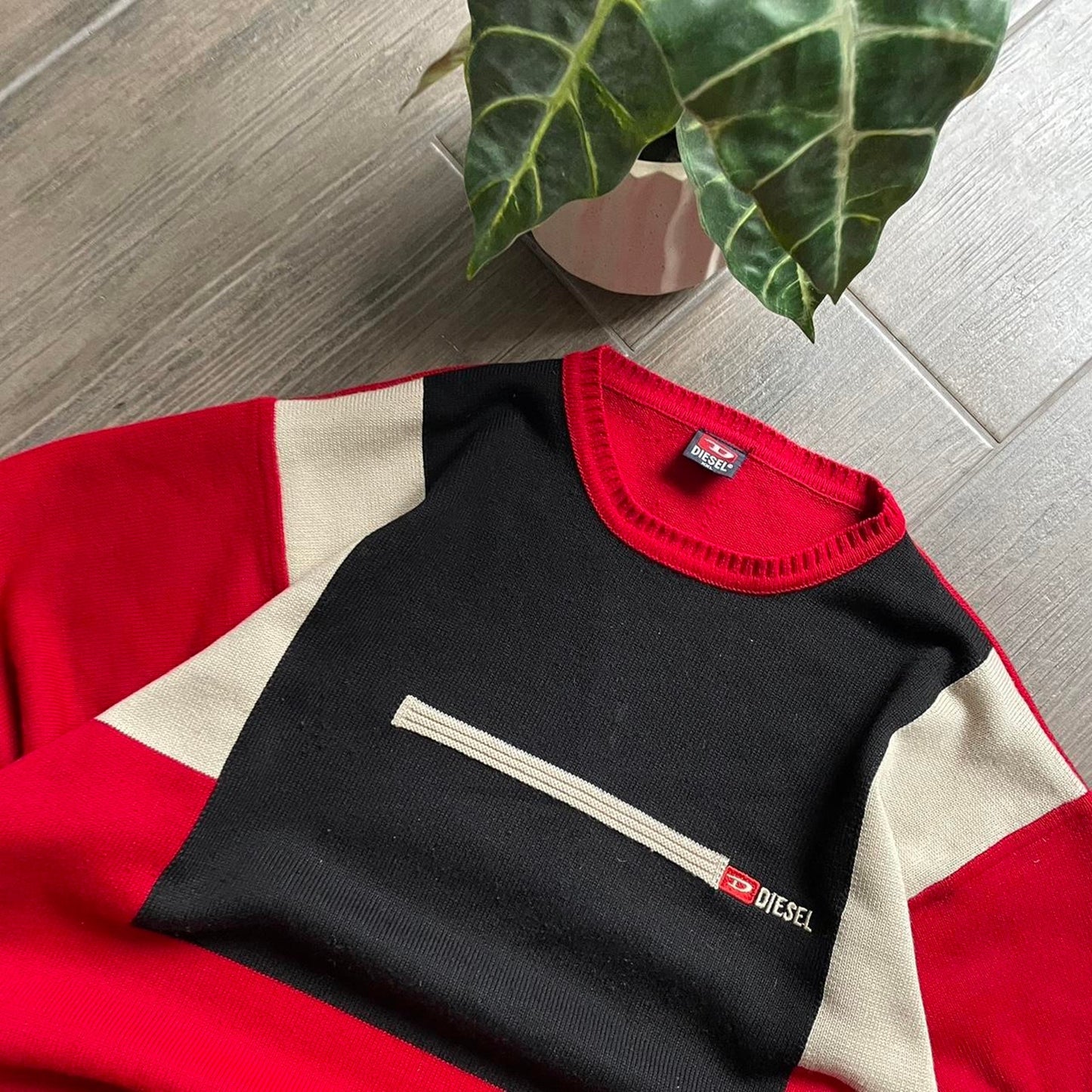 Diesel vintage Japanese style knitted striped L-XL sweater