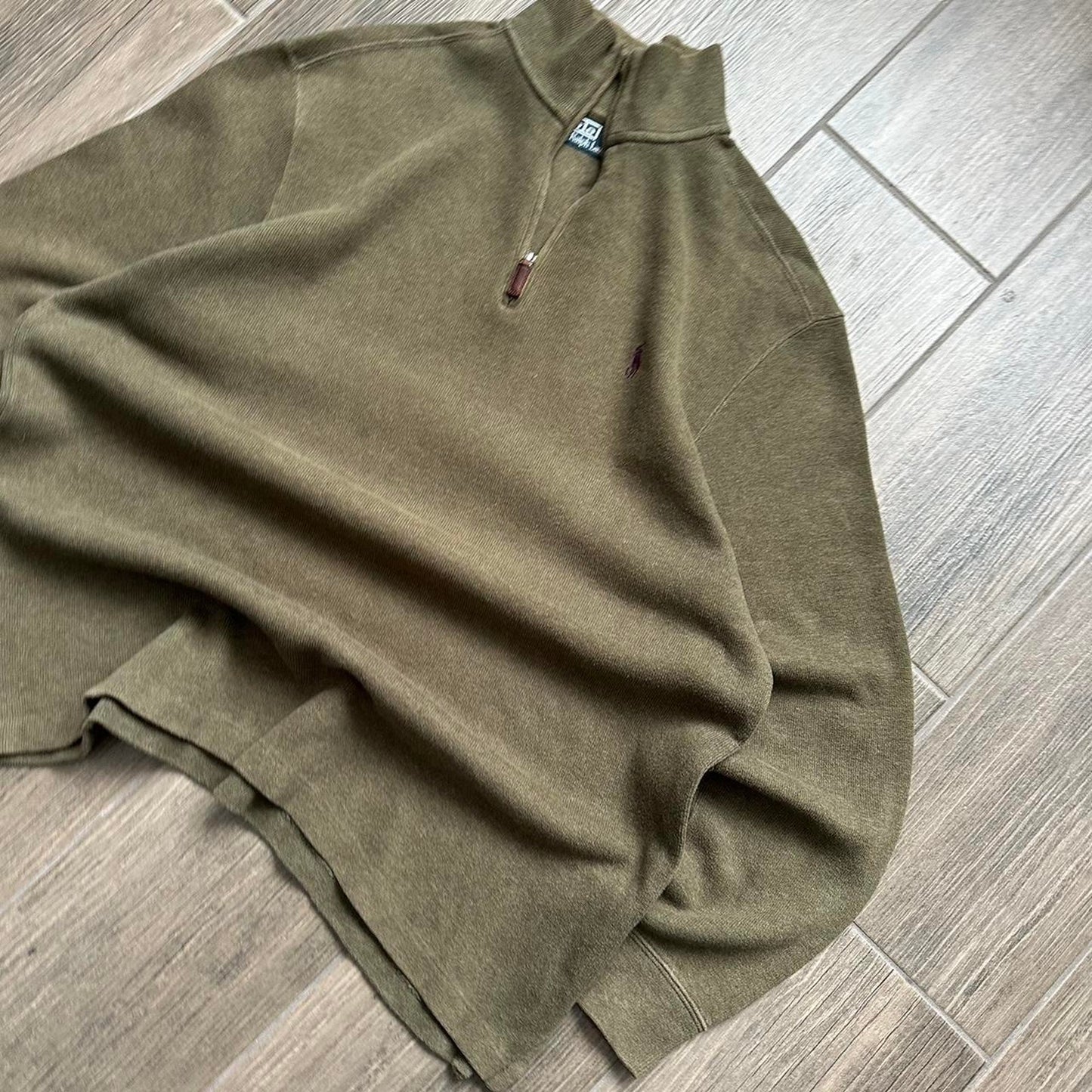 Polo Ralph Lauren 1/3 khaki y2k baggy casual sweatshirt