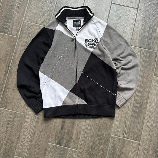 Ecko Unltd. black / grey zip up jumper
