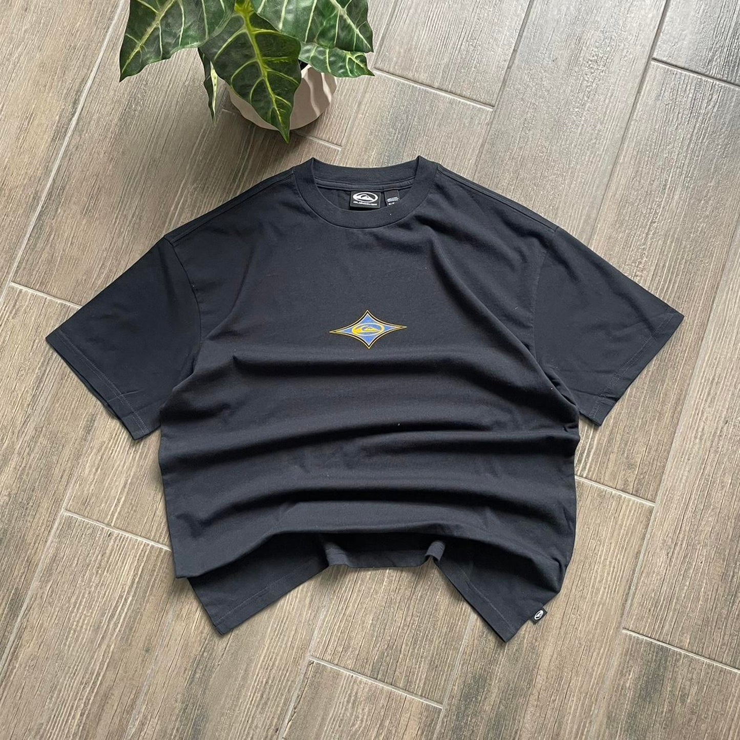 Quiksilver black big logo surf cotton t-shirt M