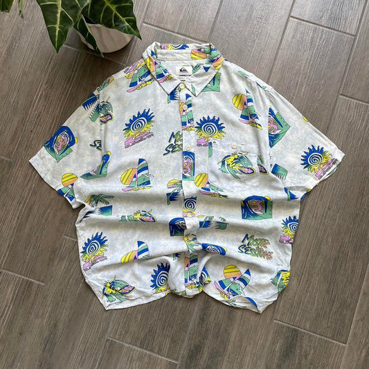 Quiksilver y2k baggy summer surf shirt