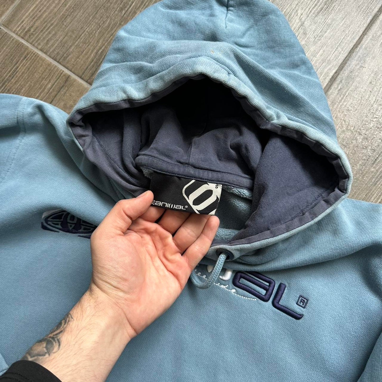 Animal blue hoodie with embroidered