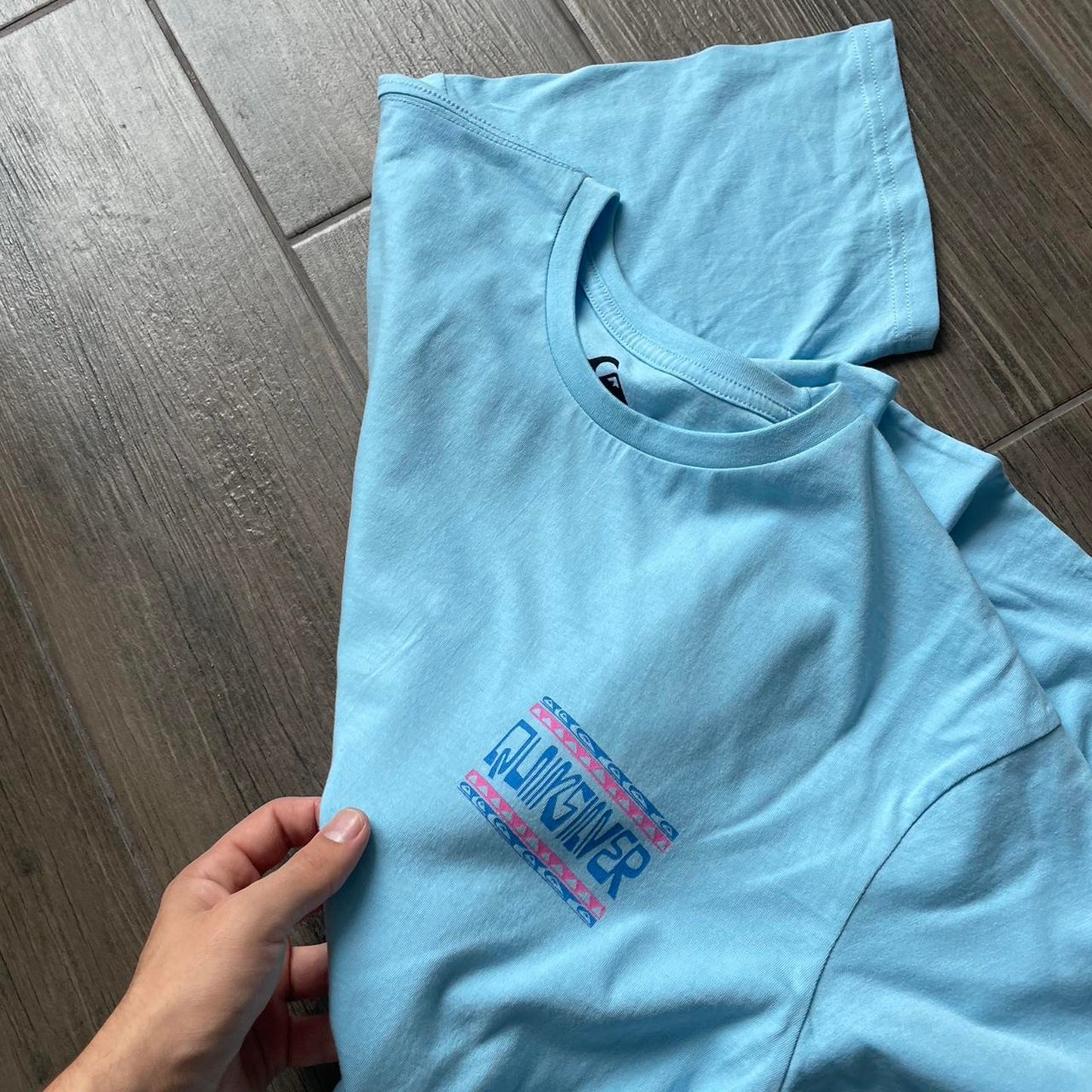 Quiksilver blue big logo surf cotton t-shirt M