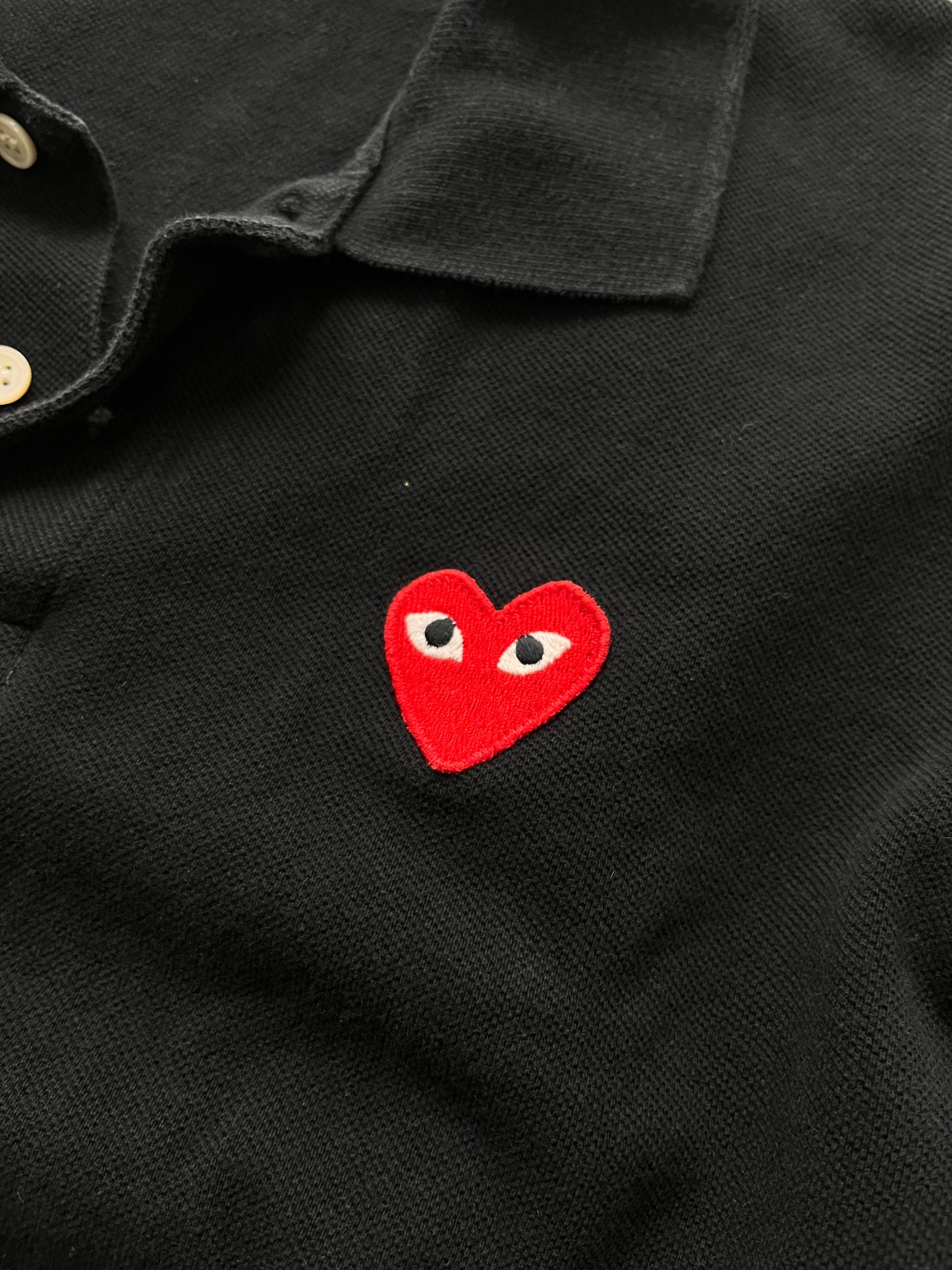 PLAY COMME des GARCONS RED HEART ❤️ BLACK POLO SHIRT