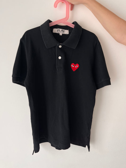 PLAY COMME des GARCONS RED HEART ❤️ BLACK POLO SHIRT