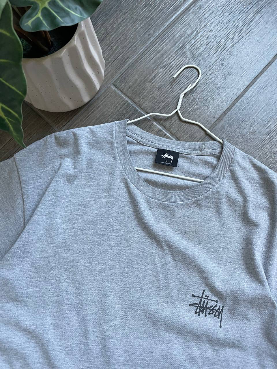 Stussy Grey Classic Logo T-Shirt