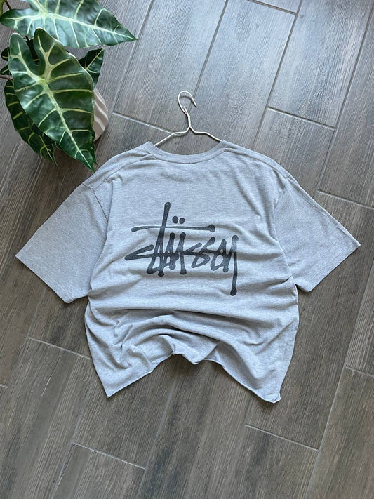 Stussy Grey Classic Logo T-Shirt