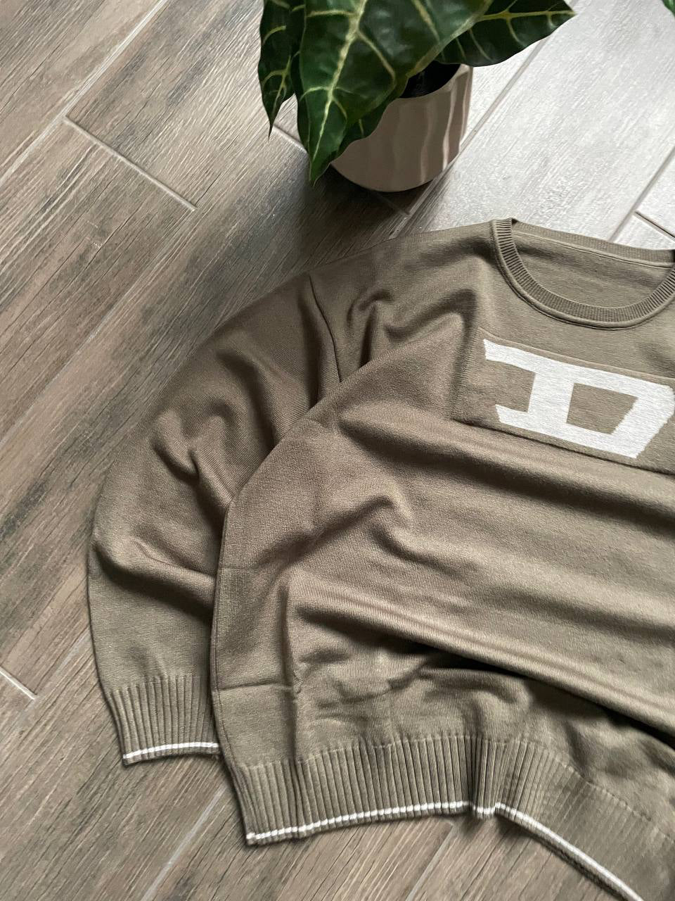 Diesel Big Logo Brown Knit Sweater