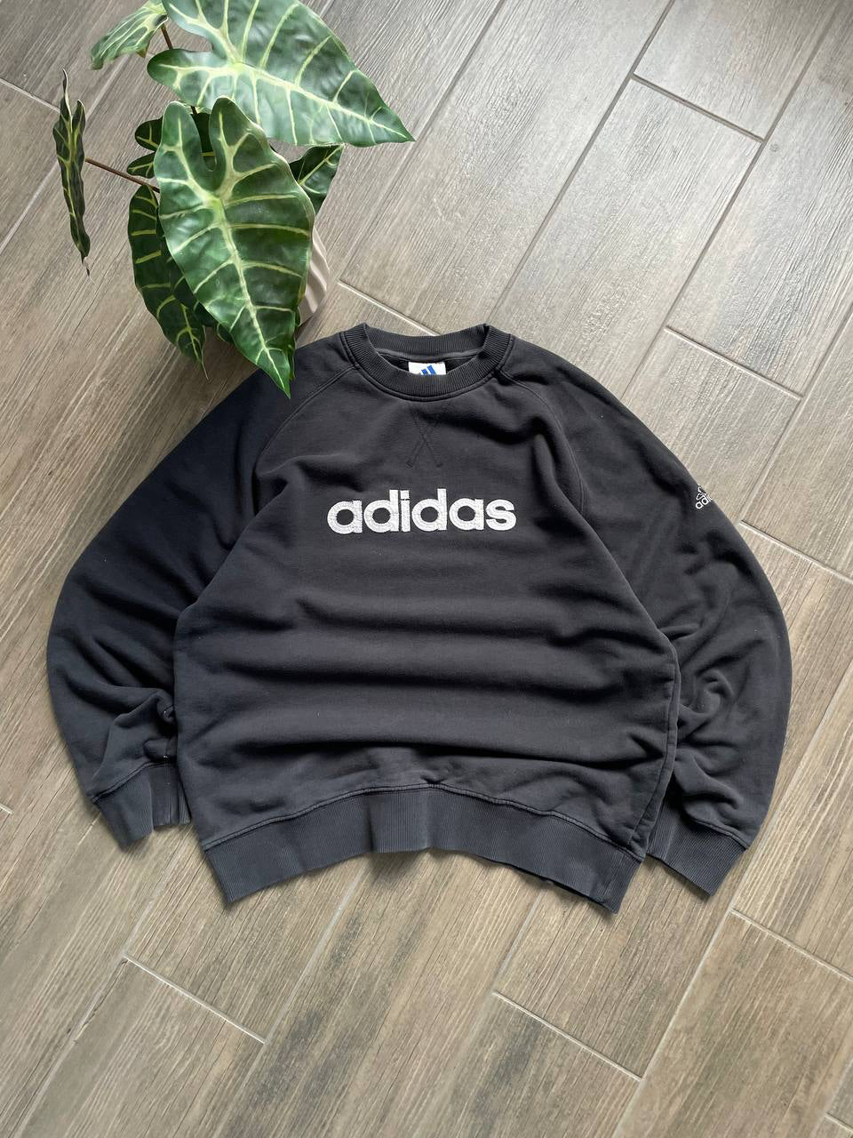 Adidas Vintage Black Embroidered Sweatshirt