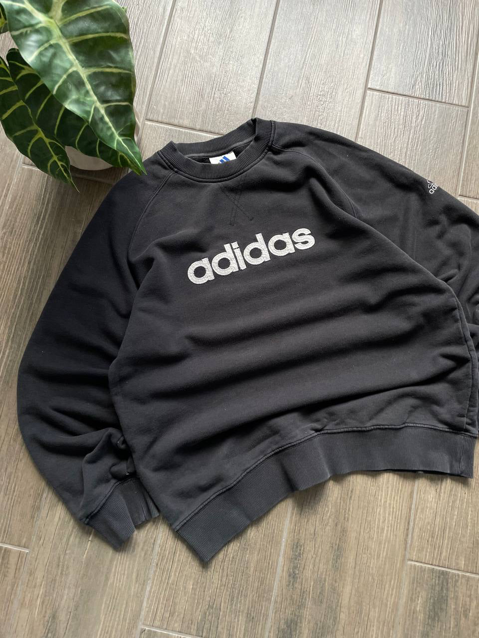 Adidas Vintage Black Embroidered Sweatshirt