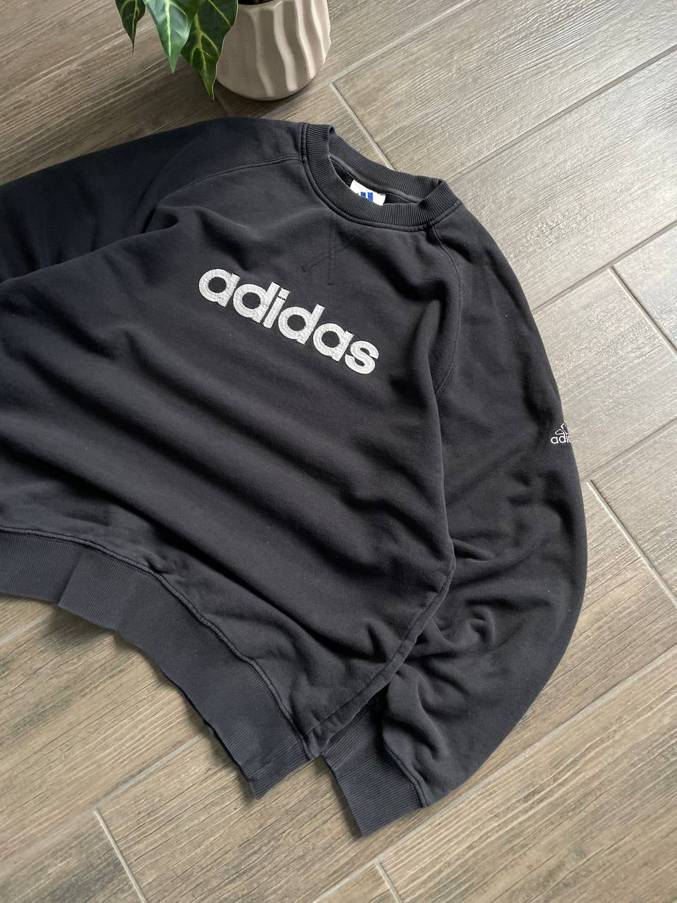 Adidas Vintage Black Embroidered Sweatshirt