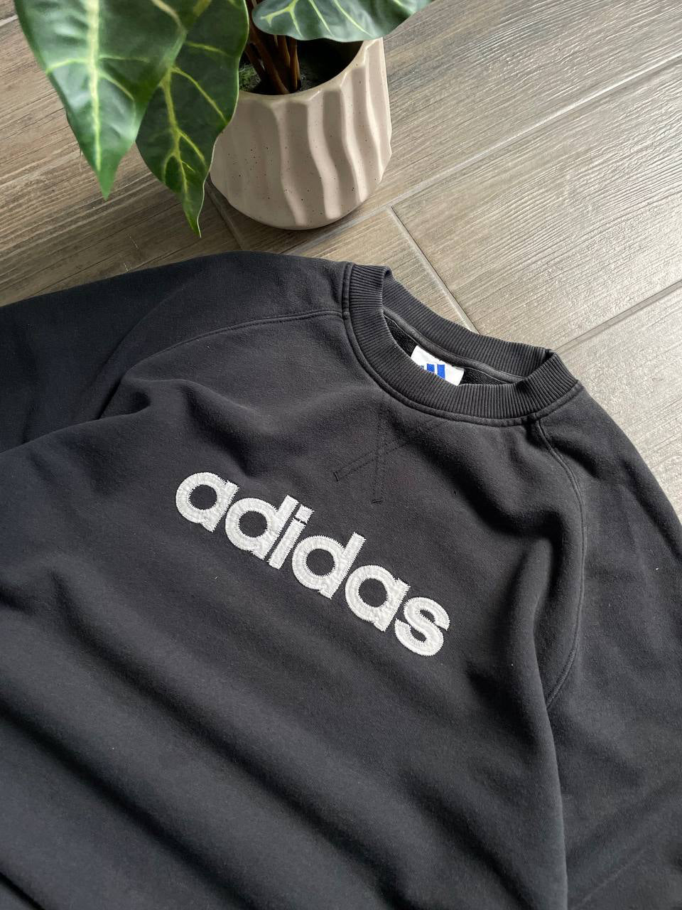 Adidas Vintage Black Embroidered Sweatshirt