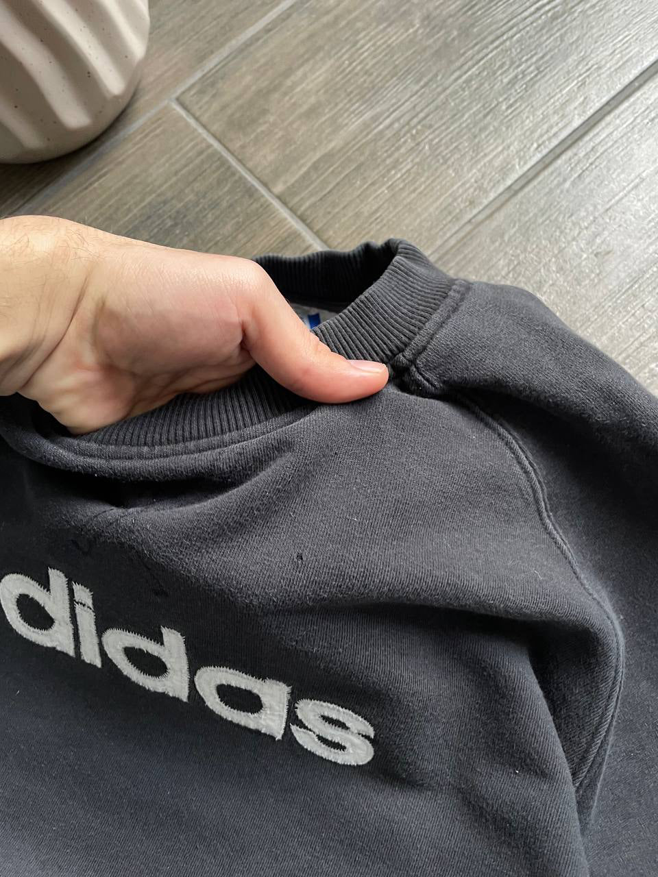 Adidas Vintage Black Embroidered Sweatshirt