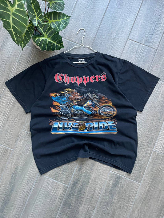 Choppers black vintage baggy LIVE DRIVE tee