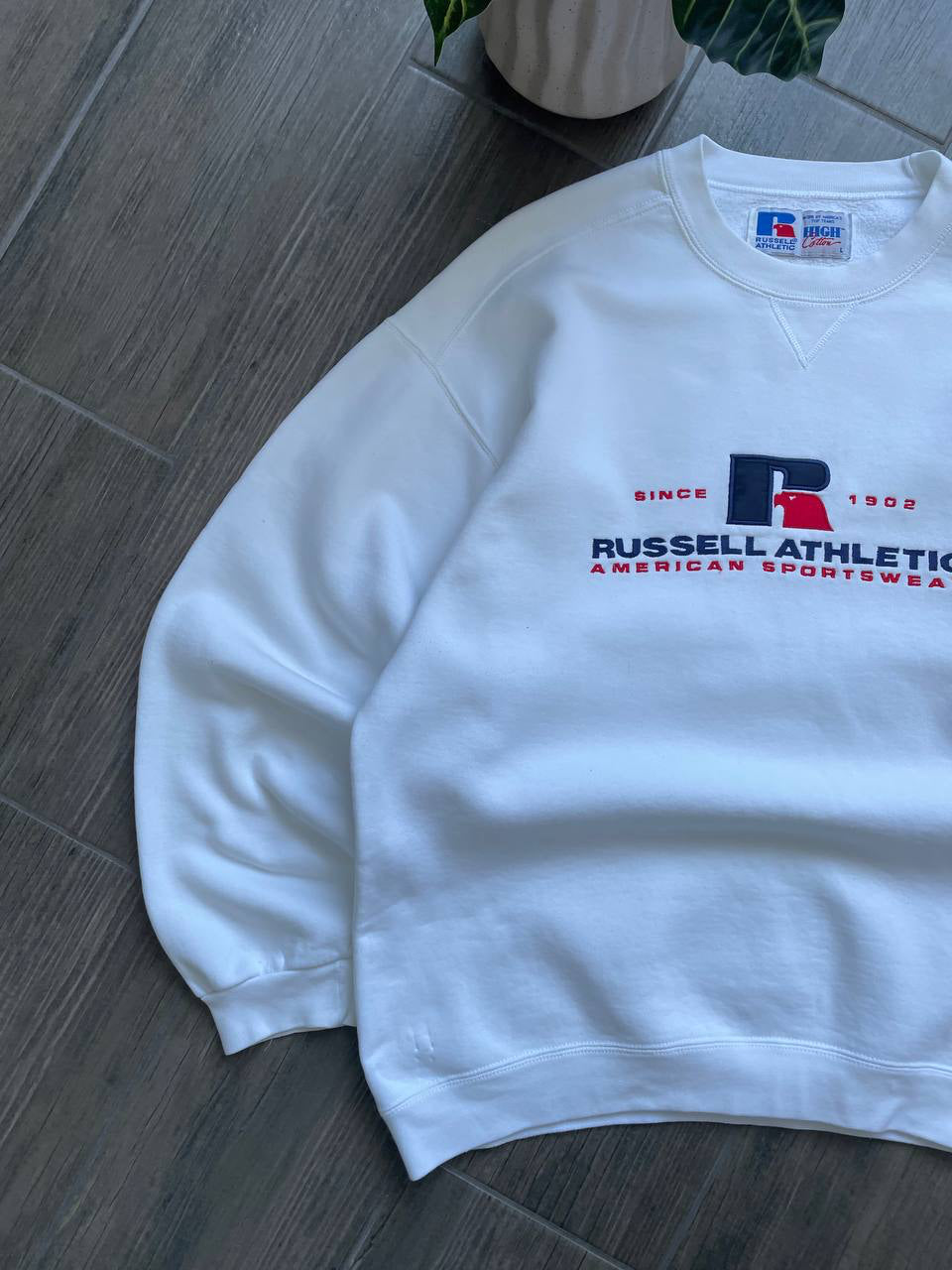 Russel Athletic white y2k big logo vintage sweatshirt