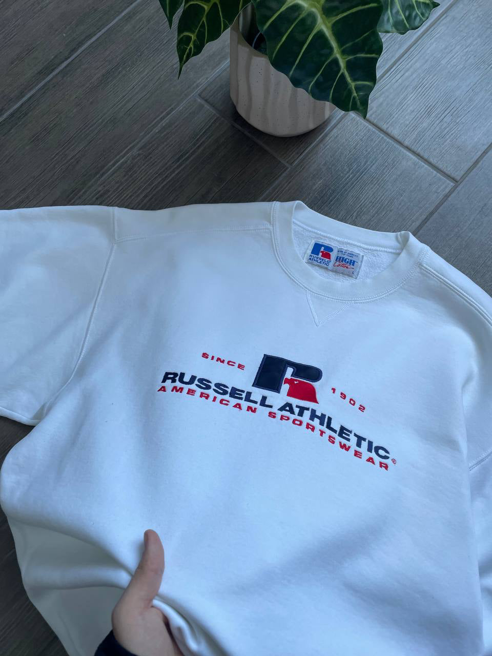 Russel Athletic white y2k big logo vintage sweatshirt