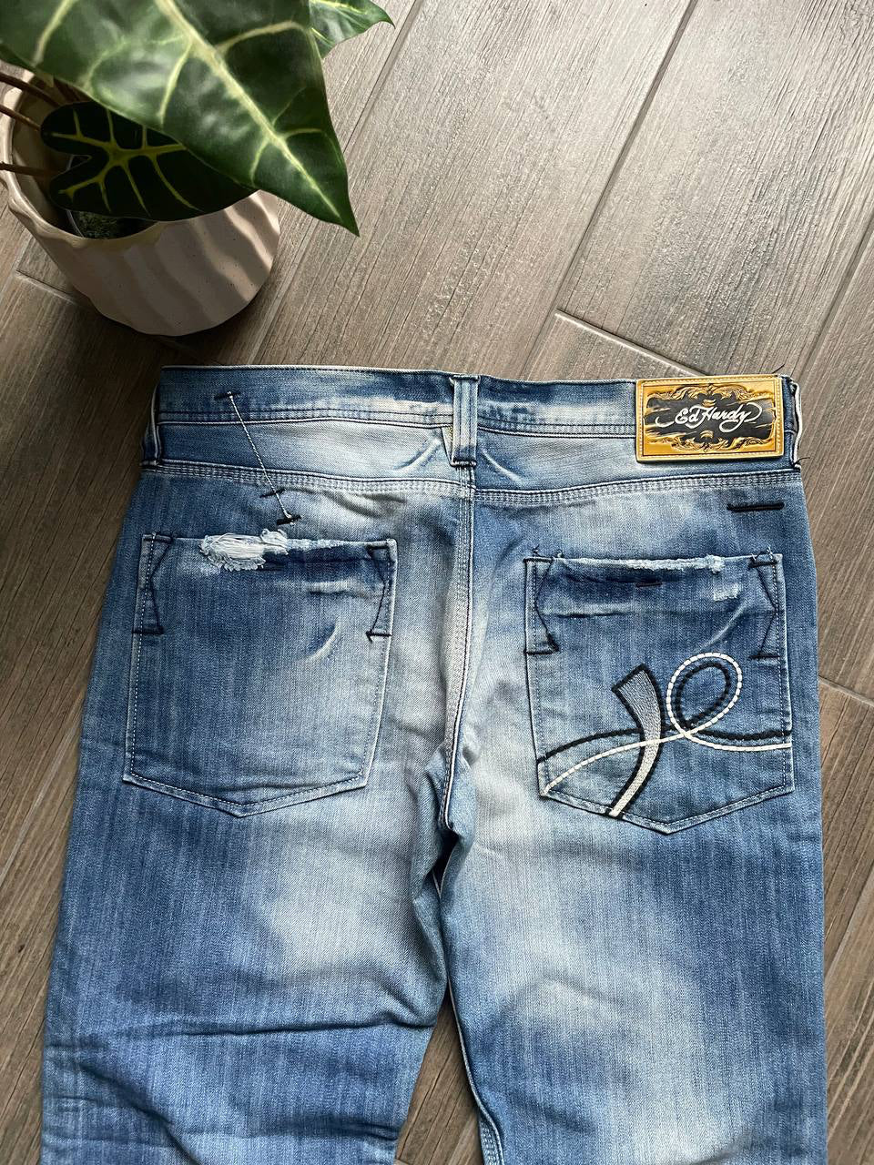 Ed Hardy Relaxed Fit Blue Jeans