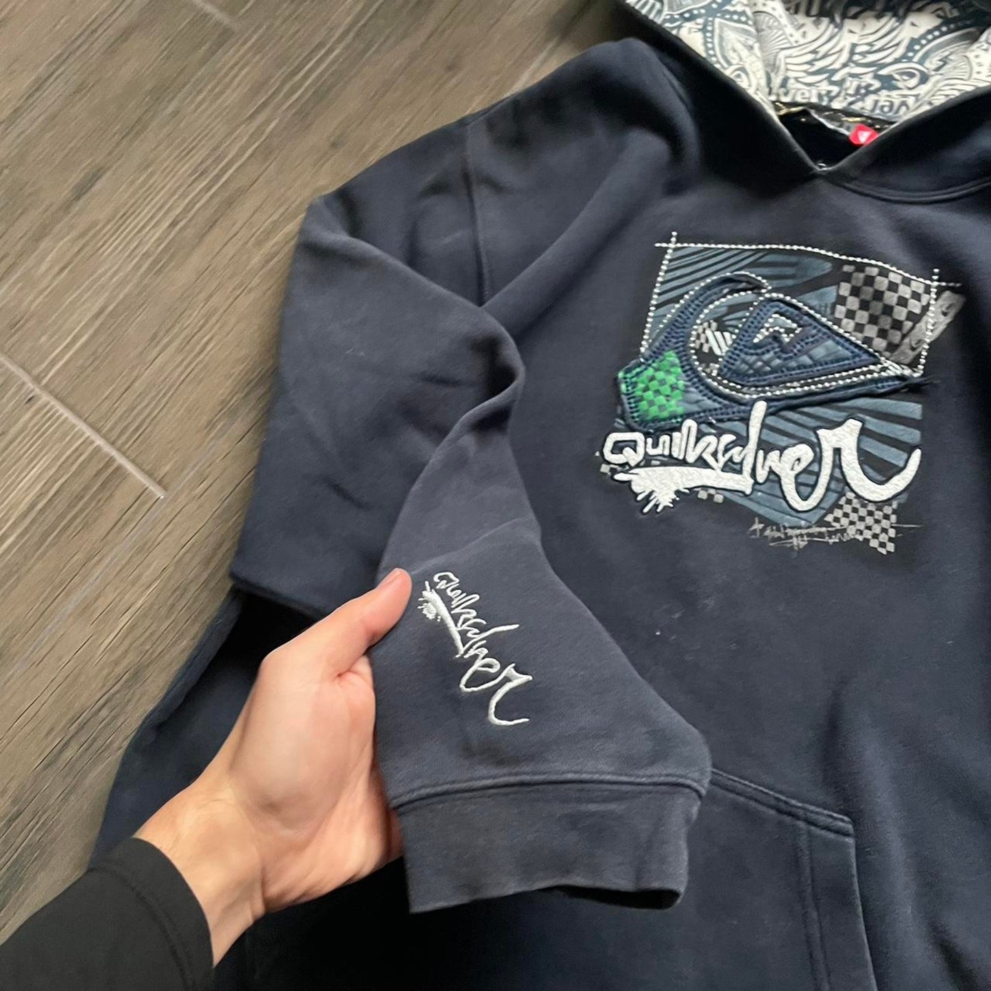 Quiksilver navy y2k surf-wear XS-S hoodie