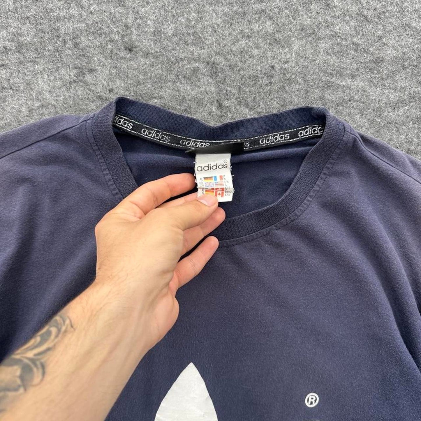 Adidas navy blue cotton t shirt