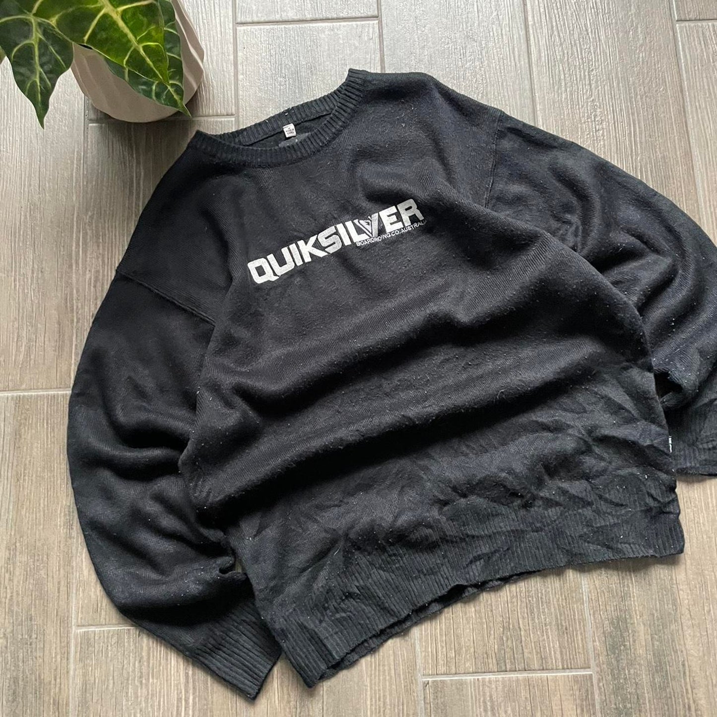 Y2K Quiksilver black knitt winter baggy surf M sweater