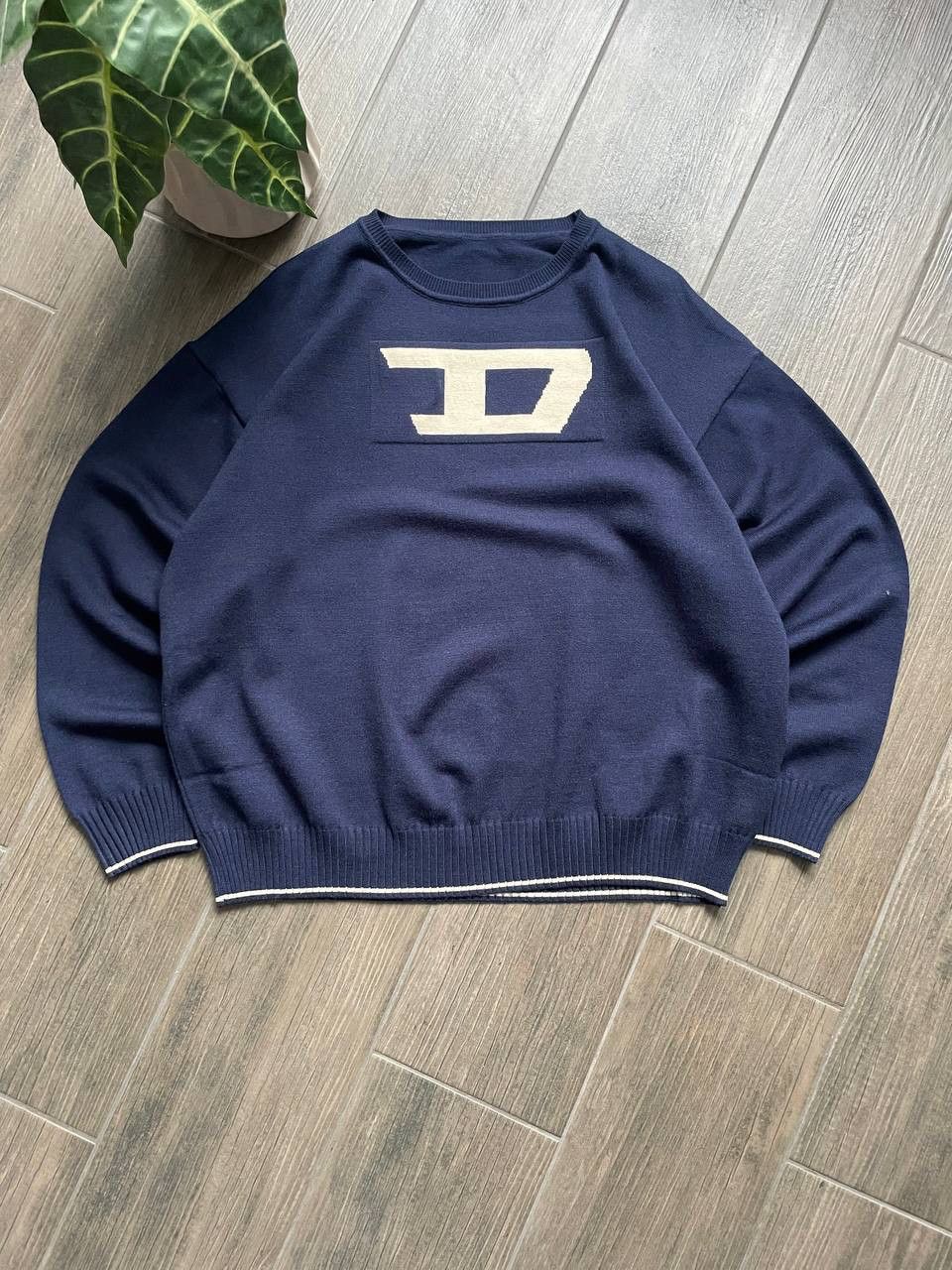 Diesel Big Logo Blue Knit Sweater