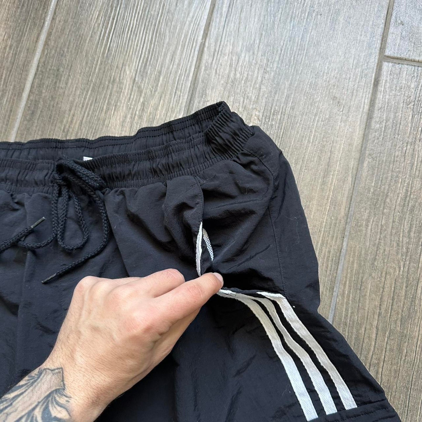 Adidas black shorts with white