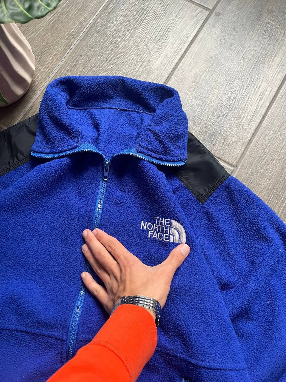 The North Face blue fleece zip outdoor jumper