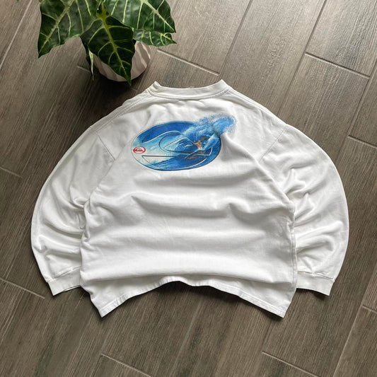 Quiksilver white baggy surf sweatshirt