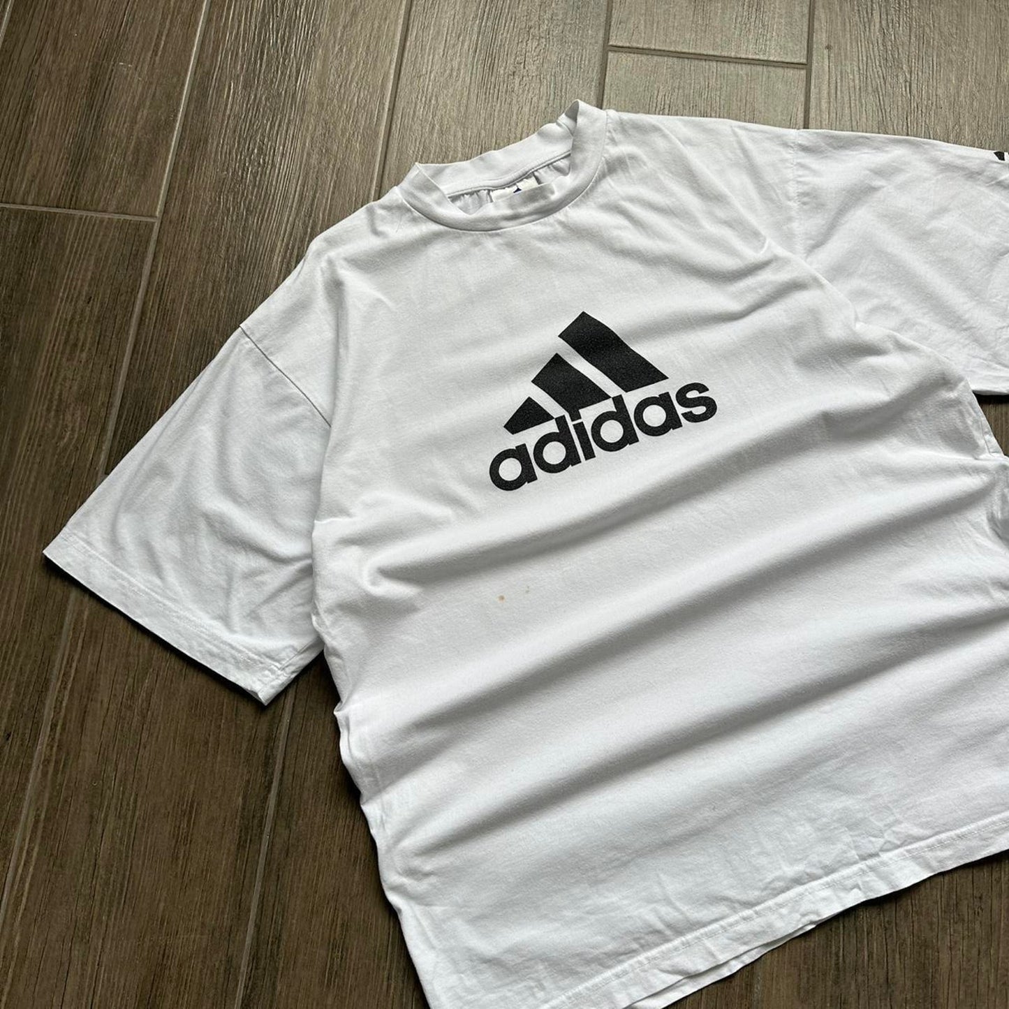 Adidas white cotton t shirt with