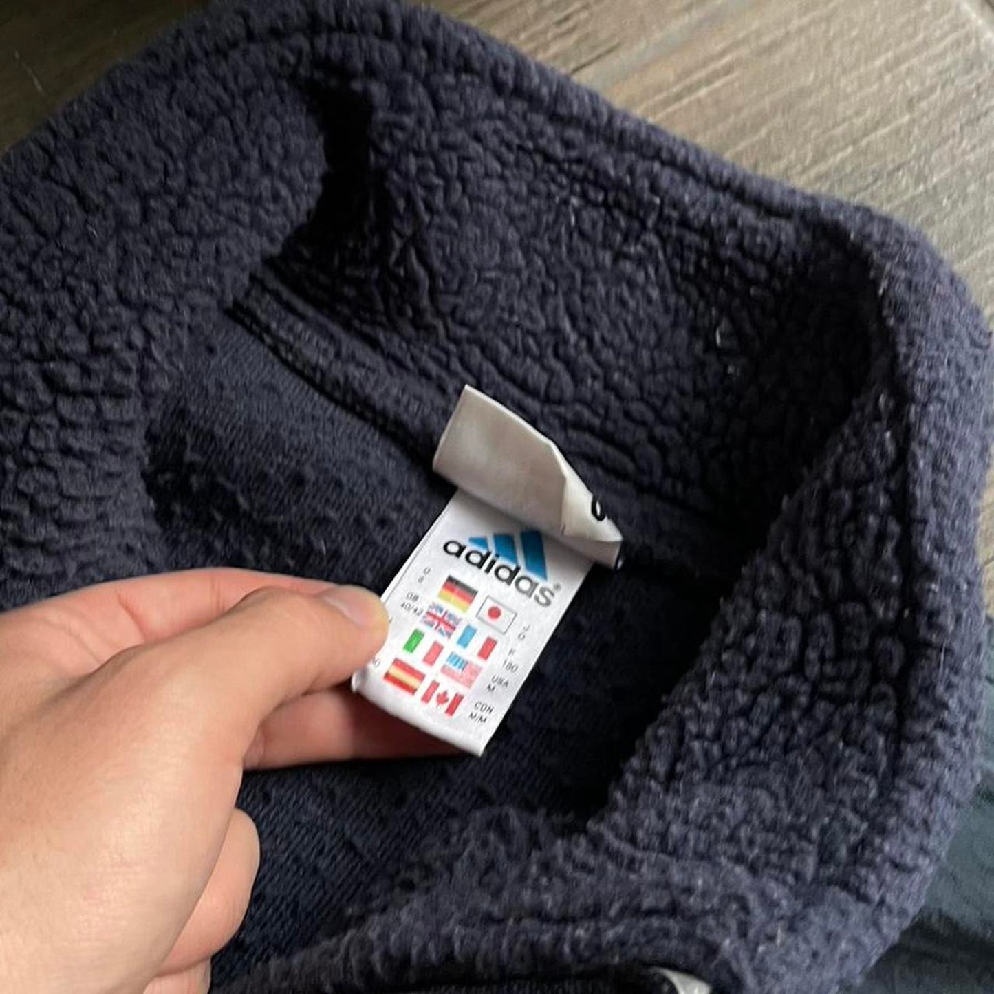 Adidas baggy winter teddy navy fleece streetwear M jumper