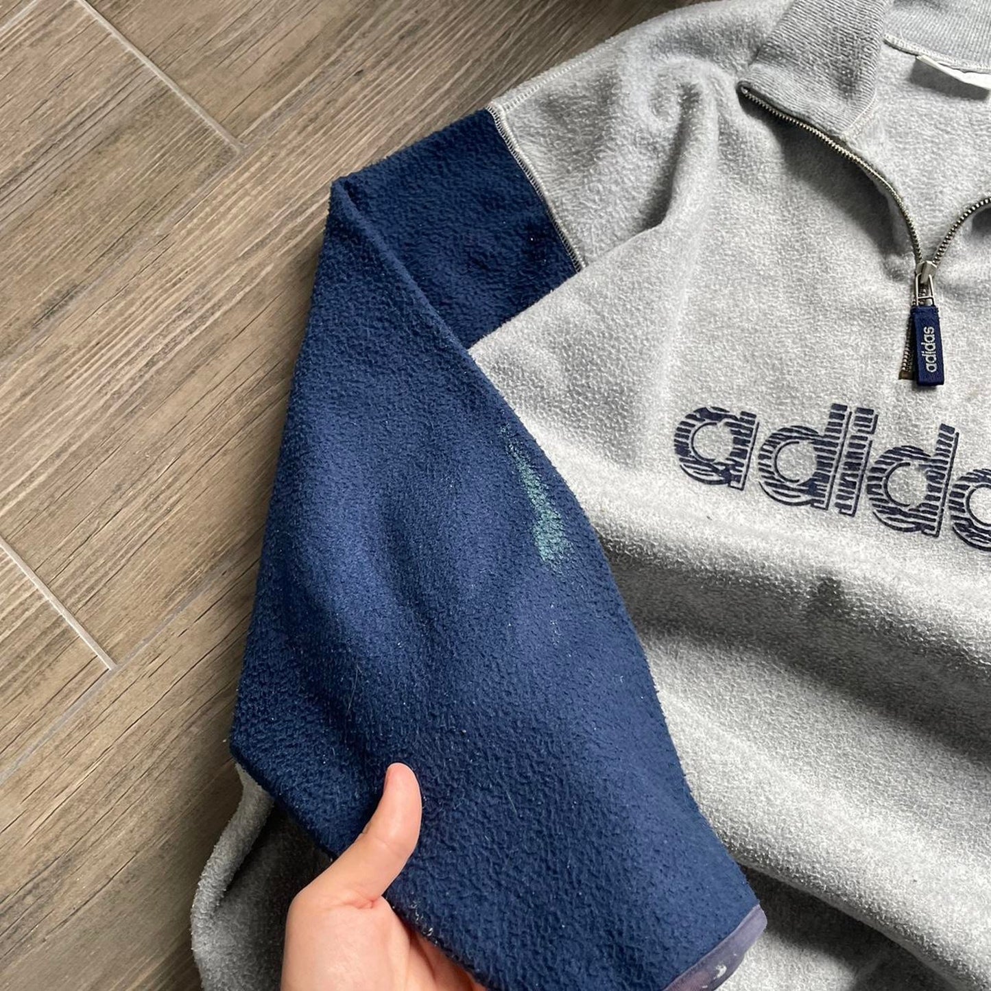 Adidas fleece grey y2k vintage Oversized L jumper