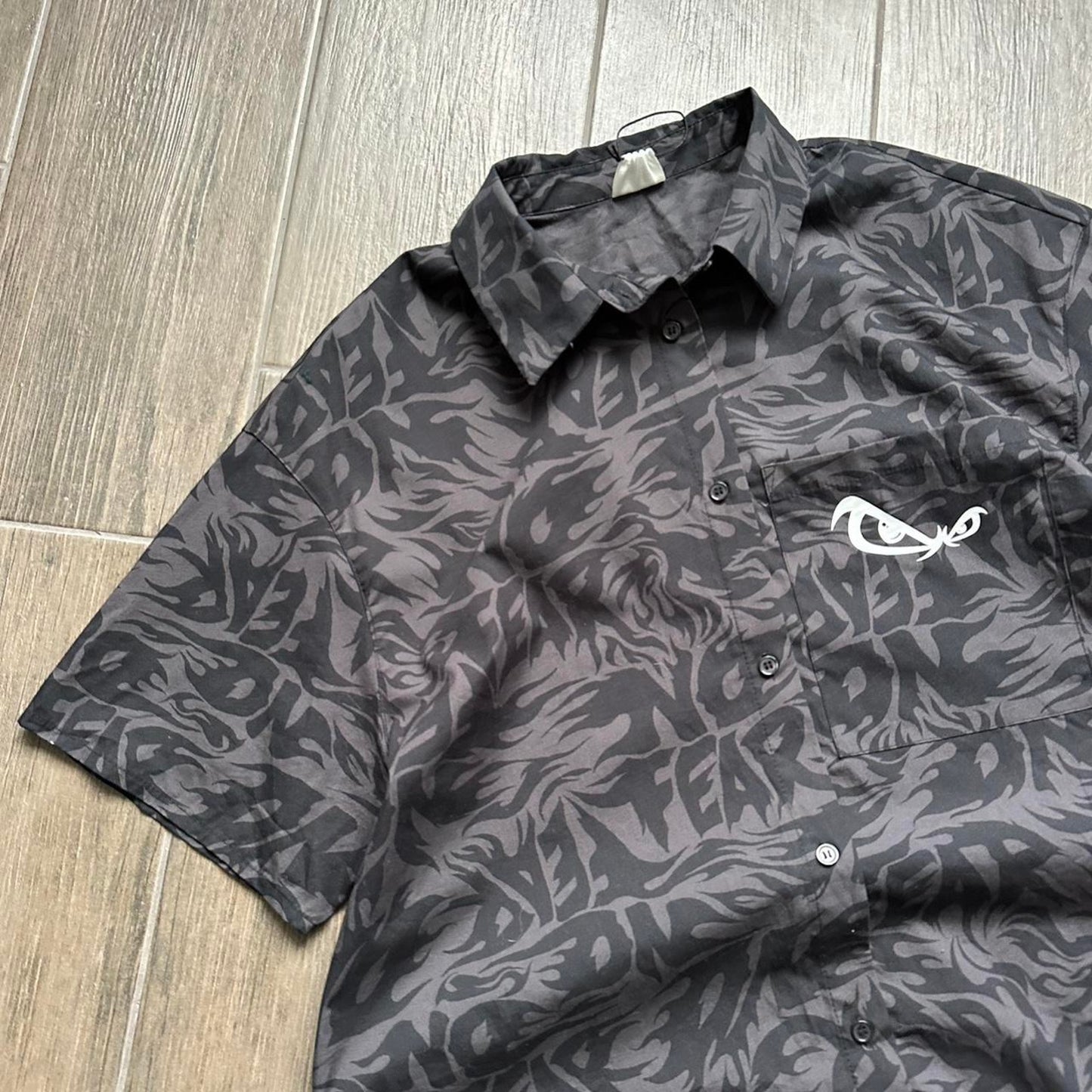 No Fear black and grey button up shirt