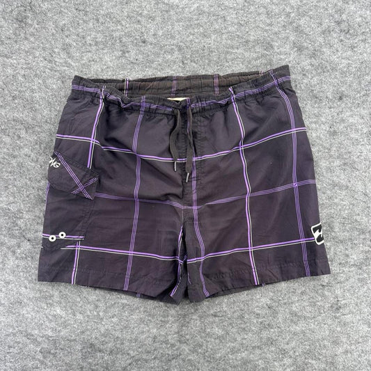 Billabong Y2K Black & Purple Plaid Board Shorts