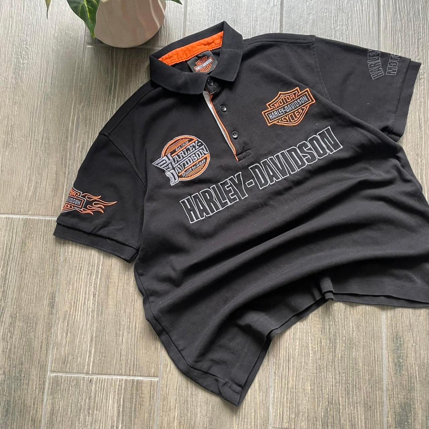 Harley Davidson y2k moto polo tee
